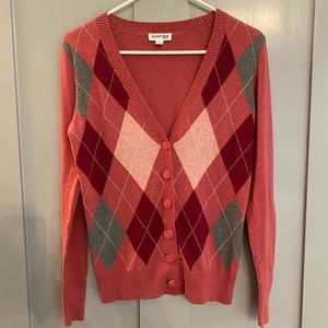 Womens Argyle Cardigan pink S